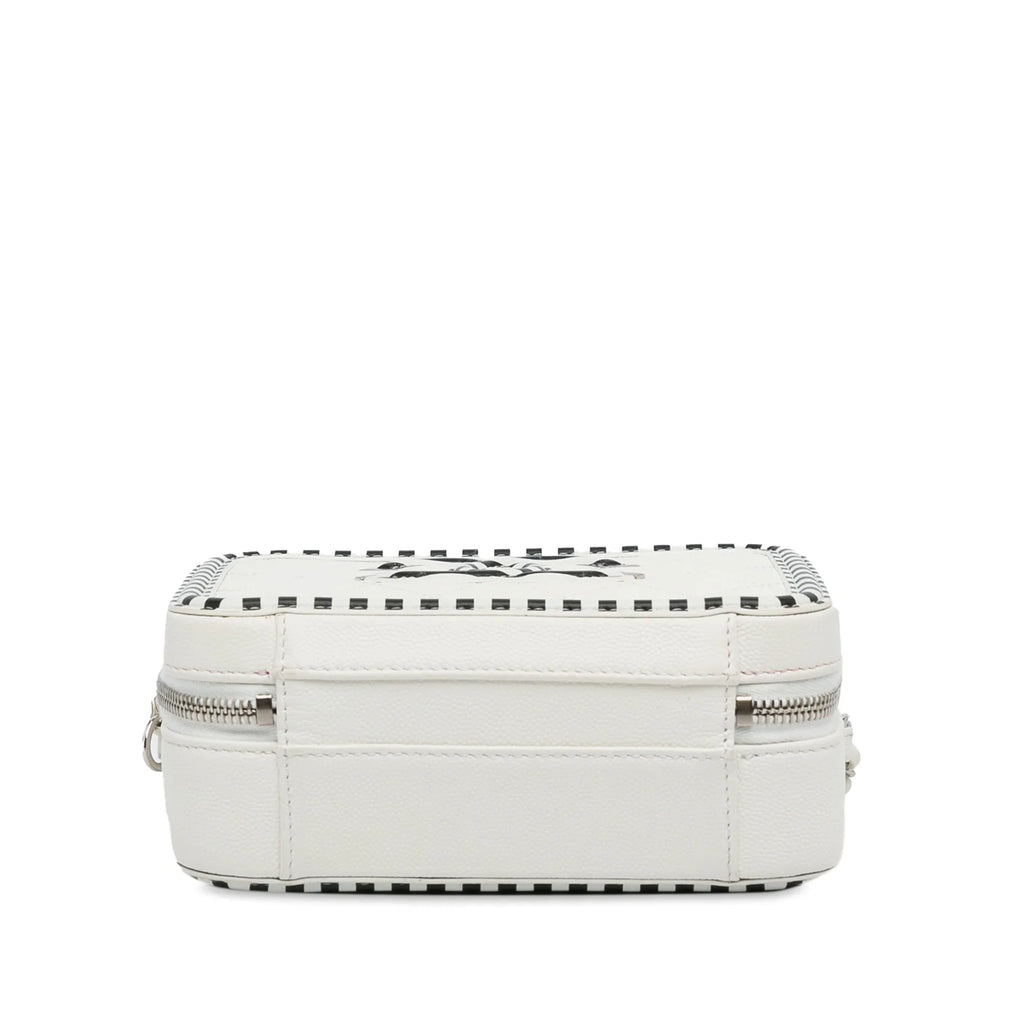 Pre-Owned Authenticated Chanel Small Caviar CC Filigree Vanity Bag Leather White Unisex (Like New)