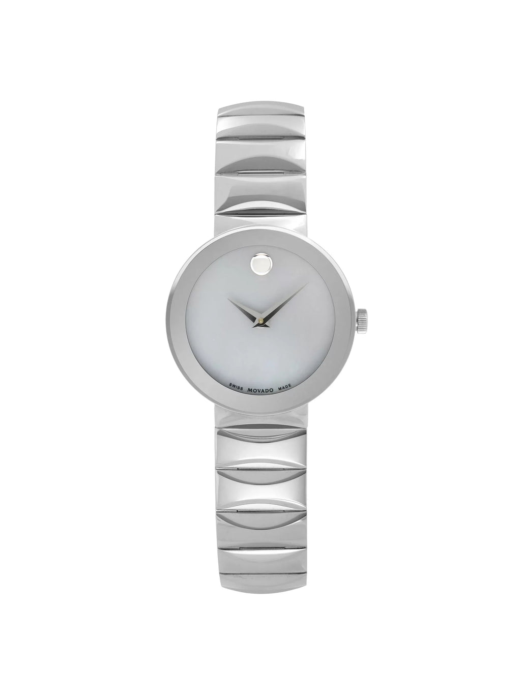 Movado Sapphire Museum 26mm Steel Grey MOP Dial Ladies Quartz Watch 0607048