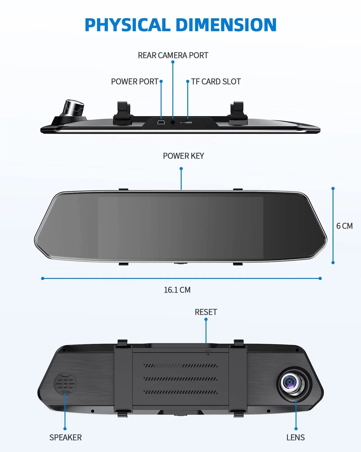 Dash Camera 1080P Mirror Dual Dash Cam Front and Rear, TOGUARD 7" IPS Touch Screen, Infrared Night Vision, Motion Detection, G-Sensor