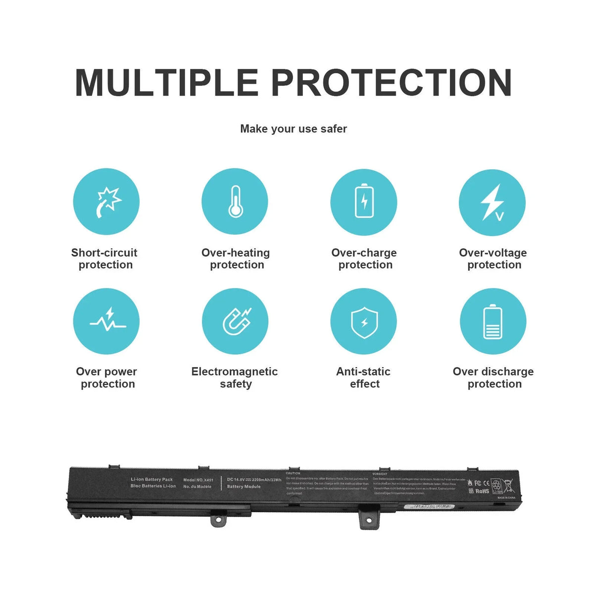 Battery For  X551M Series A31N1319 A41N1308 X45LI9C YU12008-13007D Notebook