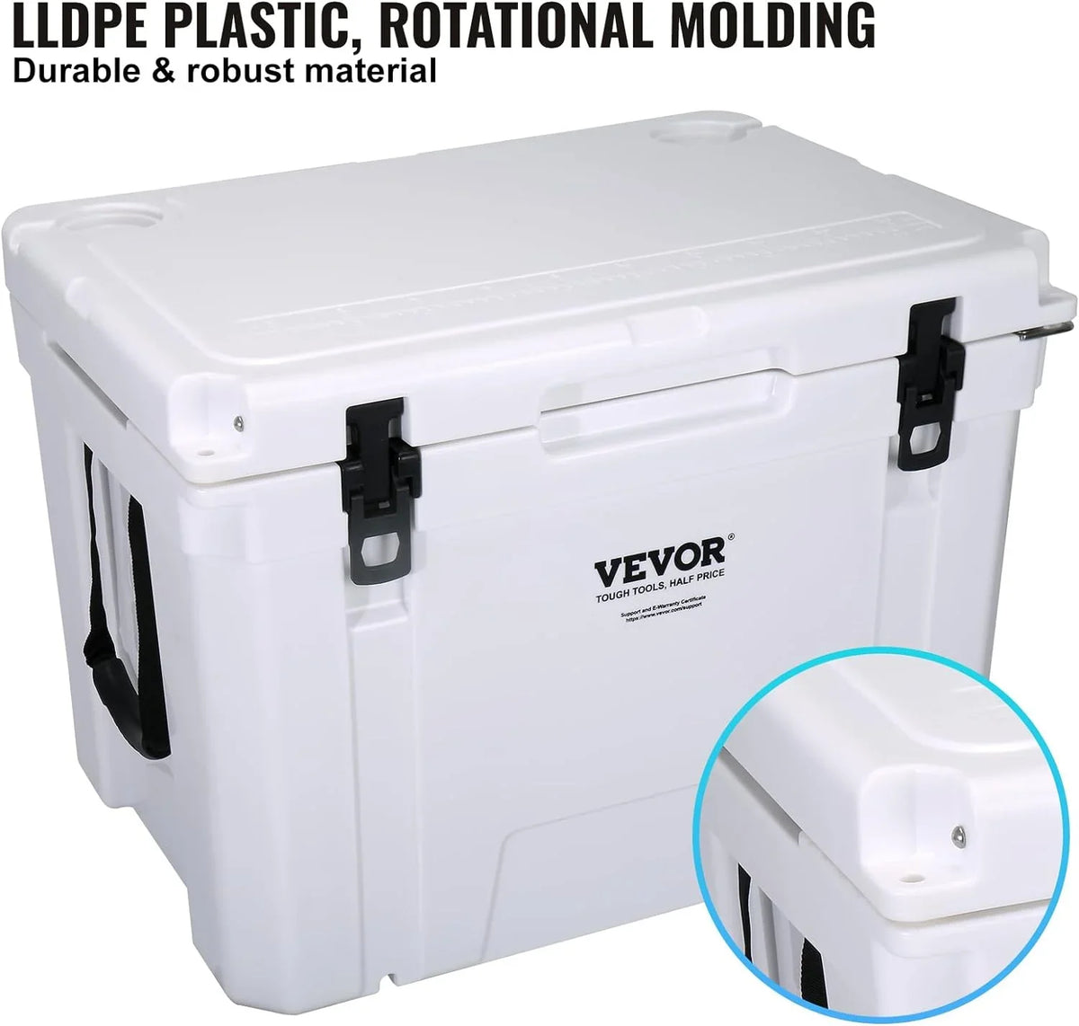 HAOFEI Insulated Portable Rotomolded Hard Cooler, 25/33/45/65 qt, Ice Retention Cooler with Heavy Duty Handle, Ice Chest Lunch Box for Camping, Travel, Outdoor, Keeps Ice for up to 6 Days