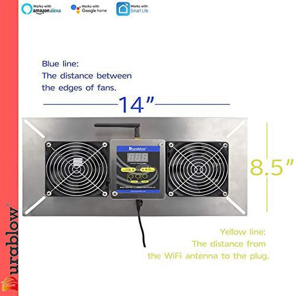 MFB M2D-SH Air-Out WiFi Smart Home Remote Crawl Space Ventilator, Humidity, Radon Mitigation, suitable with Alexa, Google Home