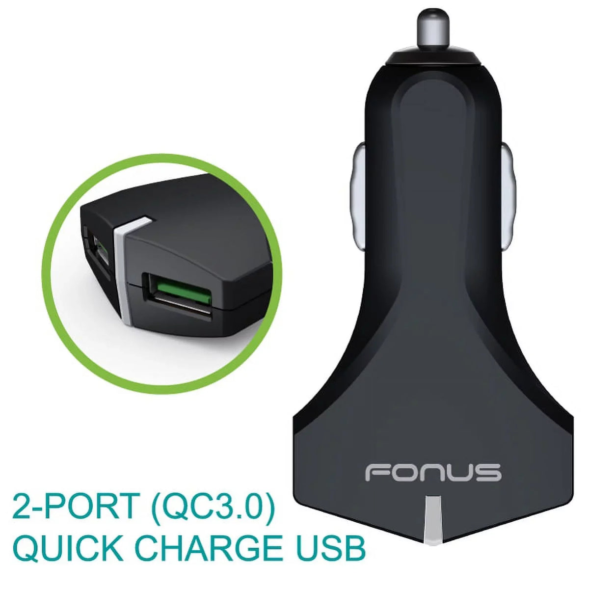 Type-C Coiled USB Cable w 2-Port USB 36W Fast Car Charger M1Y for  Galaxy Tab S3 9.7 S9 Plus, S8+ S8, S10e S10 Plus active 5G Note 9 8 10 Plus A9 A50 A20 A10e - Sonim XP8 XP3