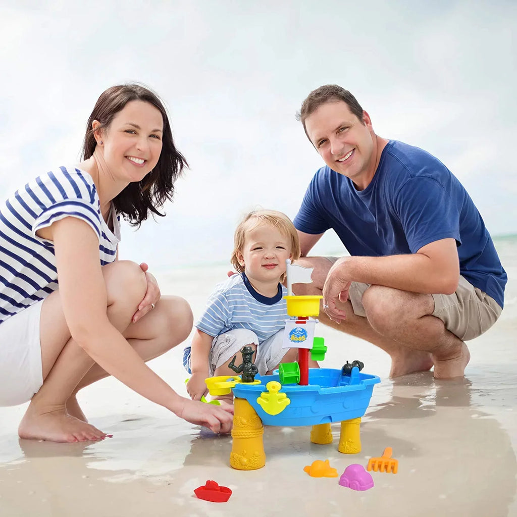 Beach Toy Pirate Ship Sandboxes 21 Pcs Sand moisture Table for Boys Girls Toddlers + 3 Y Mundo Toys