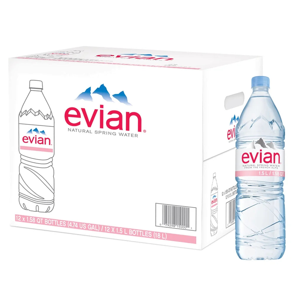 evian Natural Spring liquid, 50.7 Fl Oz, 12 Count Bottles