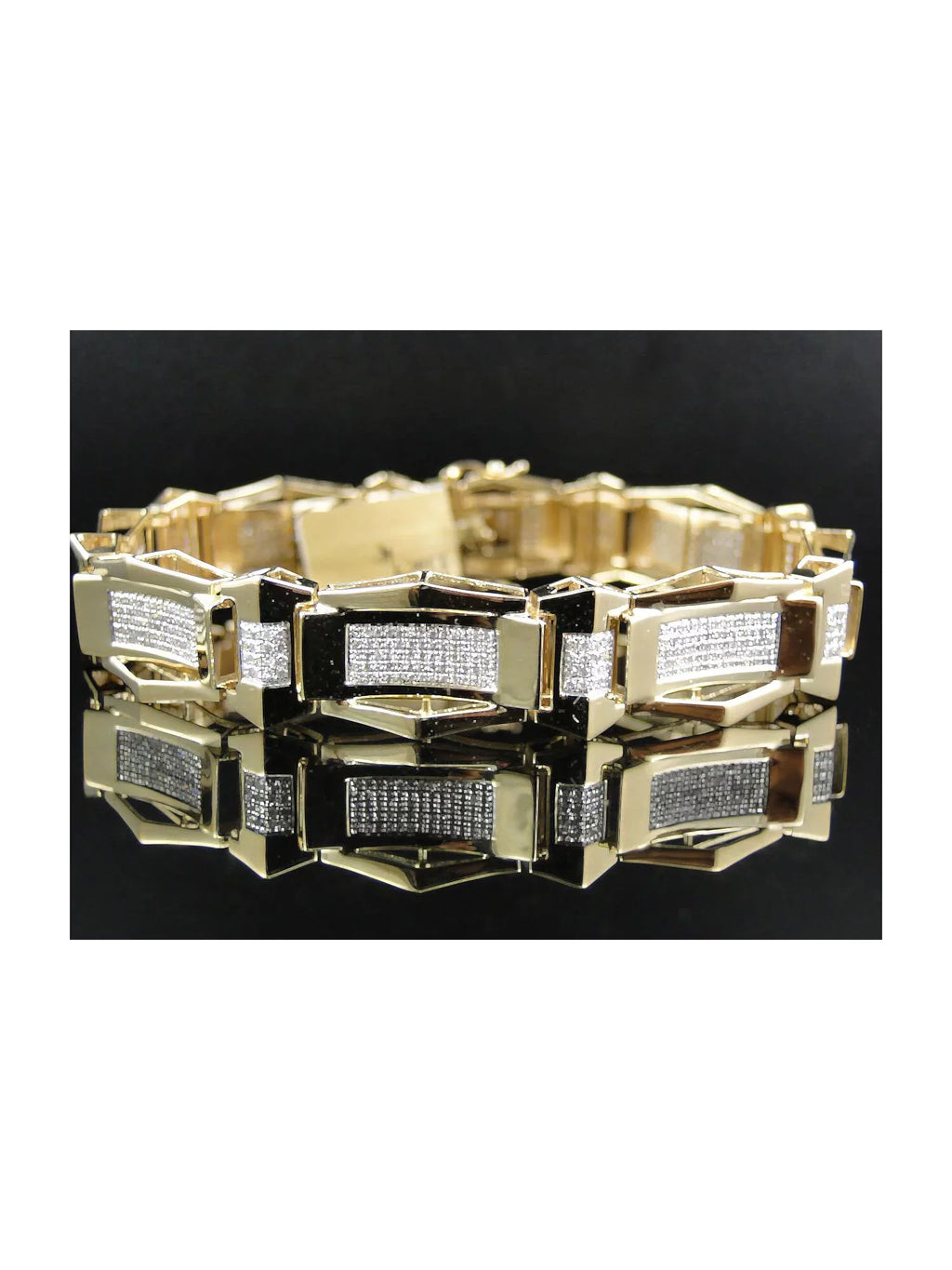 Mens Pave Set 10K White Gold Round Cut Genuine Diamond 8.5 Inch Bracelet 3.1 Ct