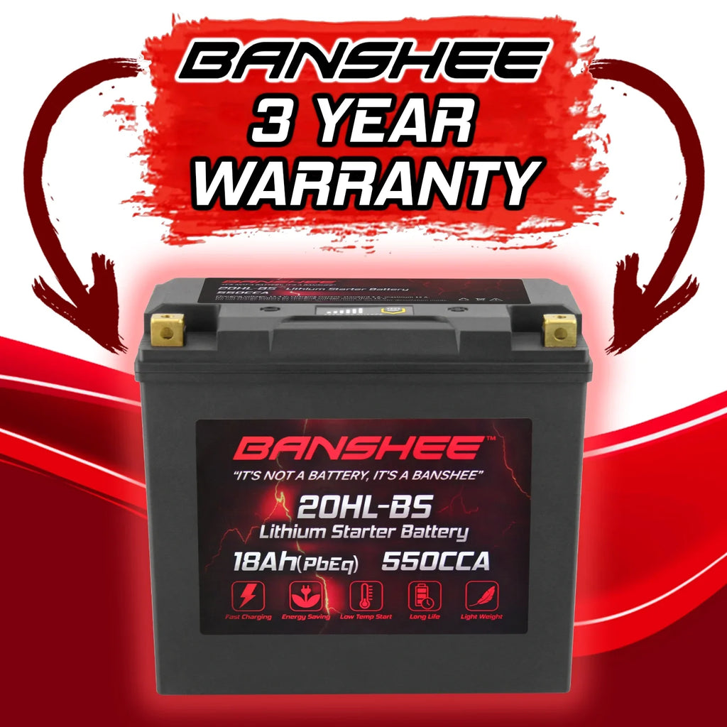 Banshee 20L-BS LiFePO4 Motorsports Battery suitable with Yamaha XV1700A Road Star 2004 to 2007