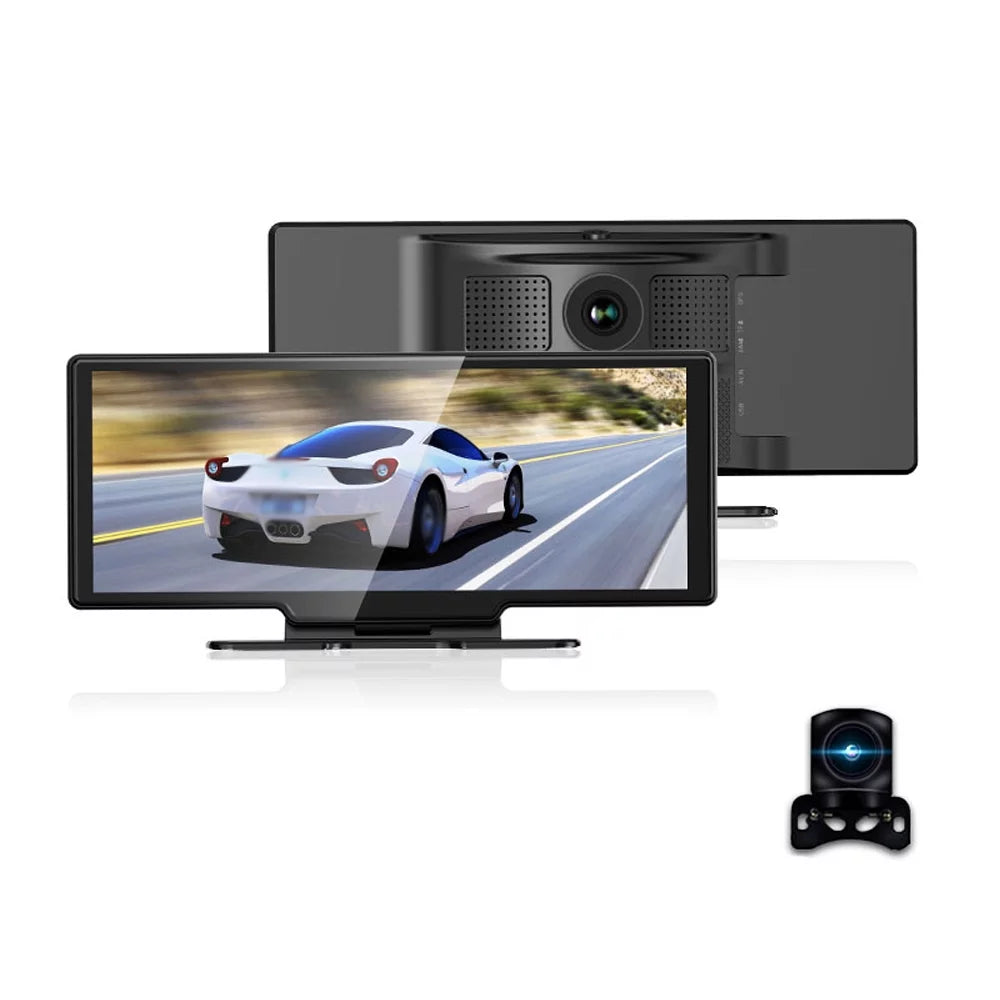 Gecheer 4K DVR Dash Camera Front & Rear Driving Recorder with 10.26 Inch Touchscreen for Carplay Android Auto Built-in FM WiFi