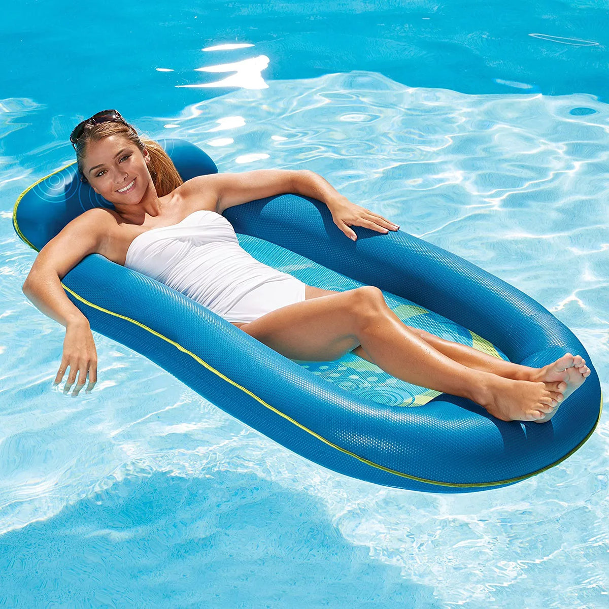 Aqua Leisure Inflatable Pool Float liquid Comfort Lounge Lounger, Bubble Waves