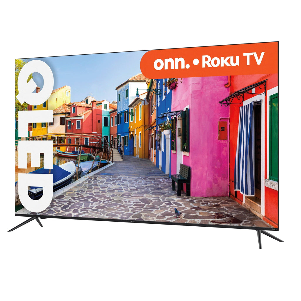 65” QLED 4K UHD (2160p) Roku Smart TV with Dolby Atmos, Dolby Vision, Local Dimming, 120hz Effective Refresh Rate, and HDR (100071705). onn