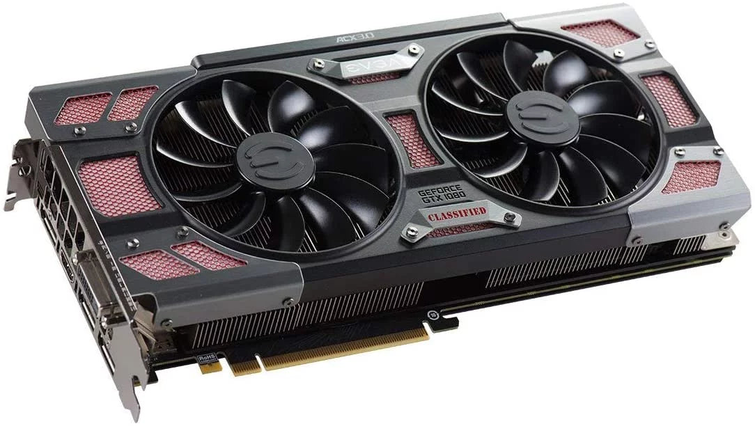EVGA GeForce GTX 1080 CLASSIFIED GAMING ACX 3.0 8GB GDDR5X RGB LED 10 CM Fan 14 Power Phases Double BIOS DX12 OSD Support (PXOC) Video Graphics Card 08G-P4-6386-KR