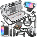 HEYSTOP Switch OLED Accessories for Nintendo Switch OLED Case Bundle,27 in 1 Carry Case for Switch OLED with Protective wrap,Grip wrap,Screen Protector,Game Cards Case,Grip Charge Dock, Black