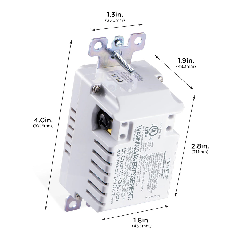 Enbrighten Z-Wave Smart Tamper-impervious Outlet, Z-Wave Hub Required, 55256, White