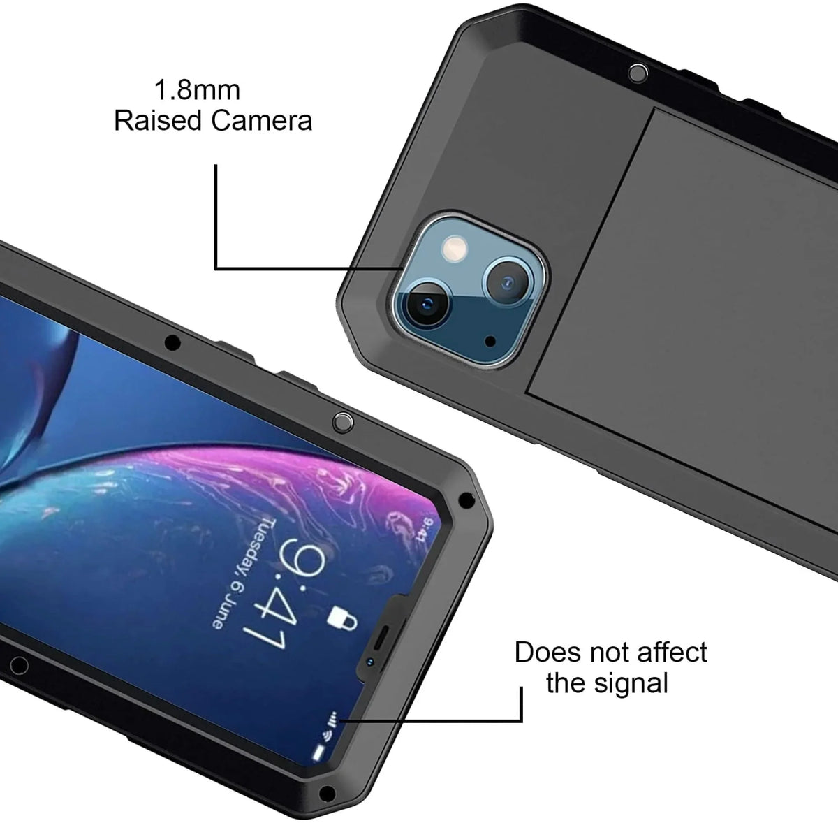 Gorilla Glass Aluminum Metal iPhone 14 Pro Max Case (Silver) Heavy Duty Military Grade Shockproof and Scratch impervious Protection, Rugged Outdoor Travel