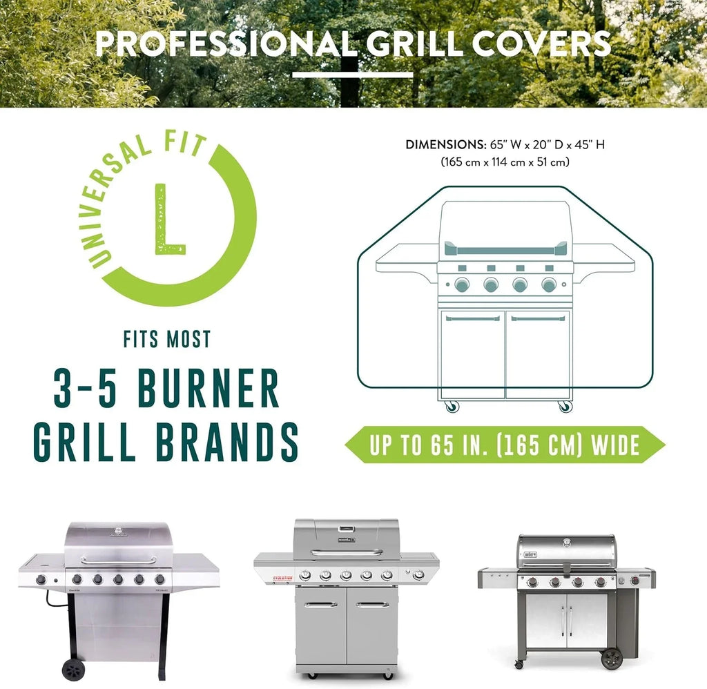 Patio Companion Professional, 65 Inch BBQ Grill wrap, 5 Year Warranty, Heavy-Grade UV Blocking Material, Waterproof and elements impervious, Gas Grill shield for Weber, Char Broil, Broil King, Black