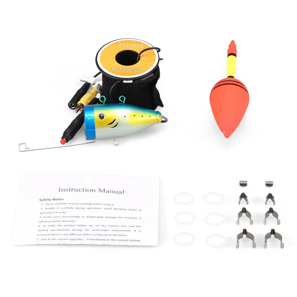 1200TVL Underwater Fishing 24 LEDs Waterproof Fish Shape ship Ice Fishing Accessories with 15m30m50m Cable