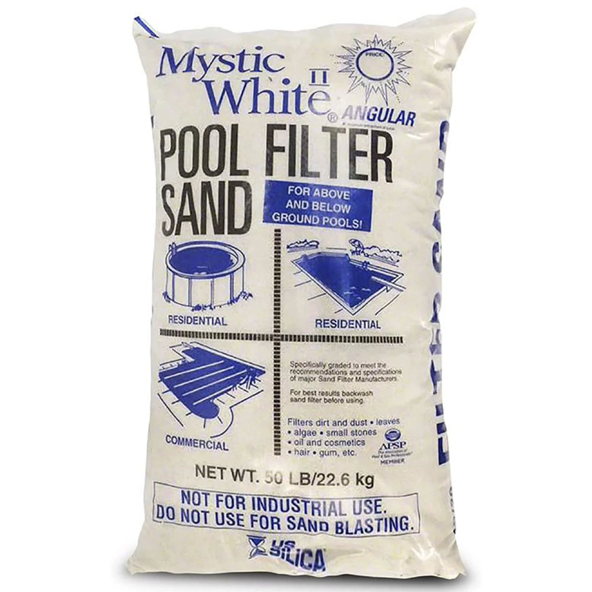 Silica 50lbs Mystic White II Swimming Pool Filter Sand, White (3 Pack). U.S