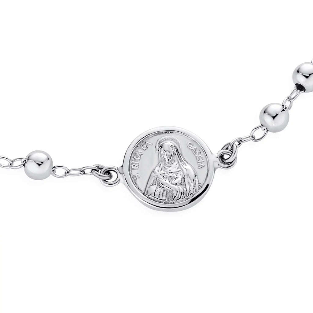 Bling Jewelry Medal Prayer Beads Virgin Mary Cross Rosary Bracelet Sterling Silver