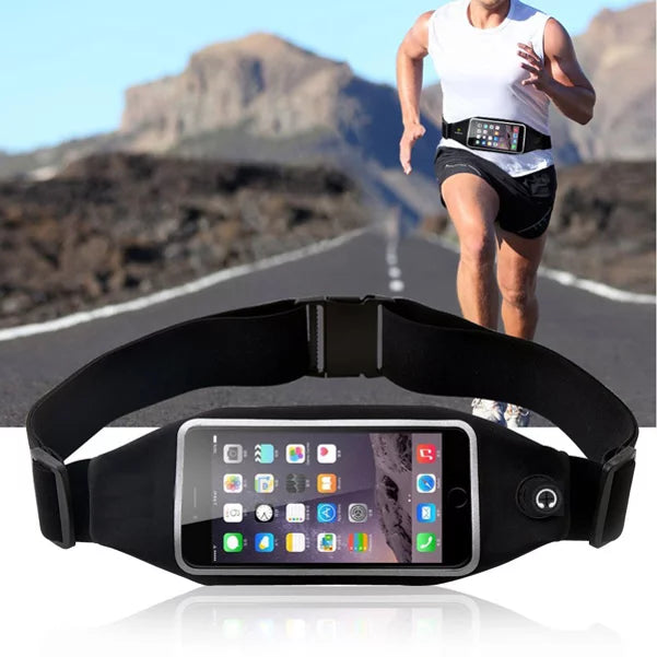 Black Sports Running Workout Waist Bag Belt Case w Retractable Headset MONO Handsfree Earphone Mic J3P for  Galaxy A7 (SM-A700FD) A6 -  Xperia Z5 Z4v Z3v Z3+ Z3 Z2 Z1S Z1 XZs XZ1 T3