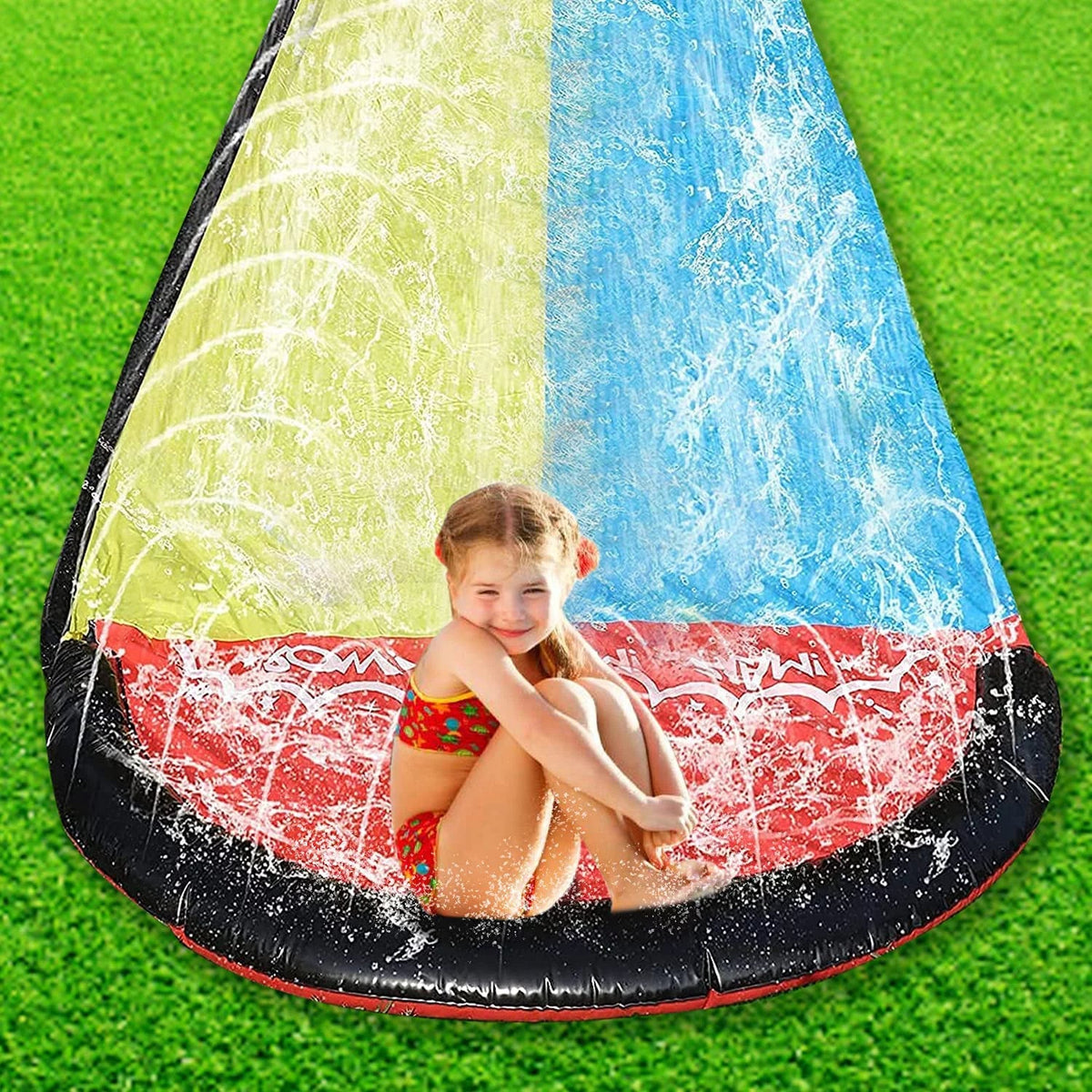 Edele 15.5ft liquid Slide Summer Fun for Lawn Inflatable Crash Pad