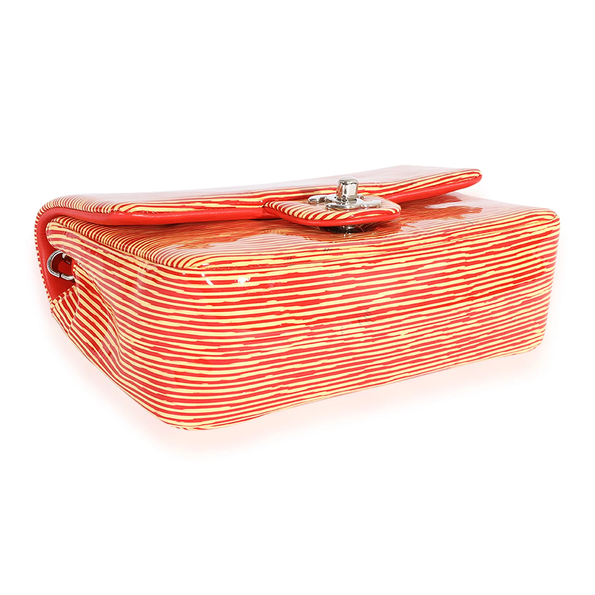 Chanel Red Striped Patent Mini Rectangular Classic Flap Bag Pre-Owned