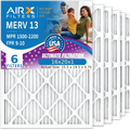 16x20x1 Air Filter MERV 13 Comparable to MPR 1500 - 2200 & FPR 9 Electrostatic Pleated Air Conditioner Filter 6 Pack HVAC AC Premium USA Made 16x20x1 Furnace Filters by AIRX FILTERS WICKED CLEAN AIR.