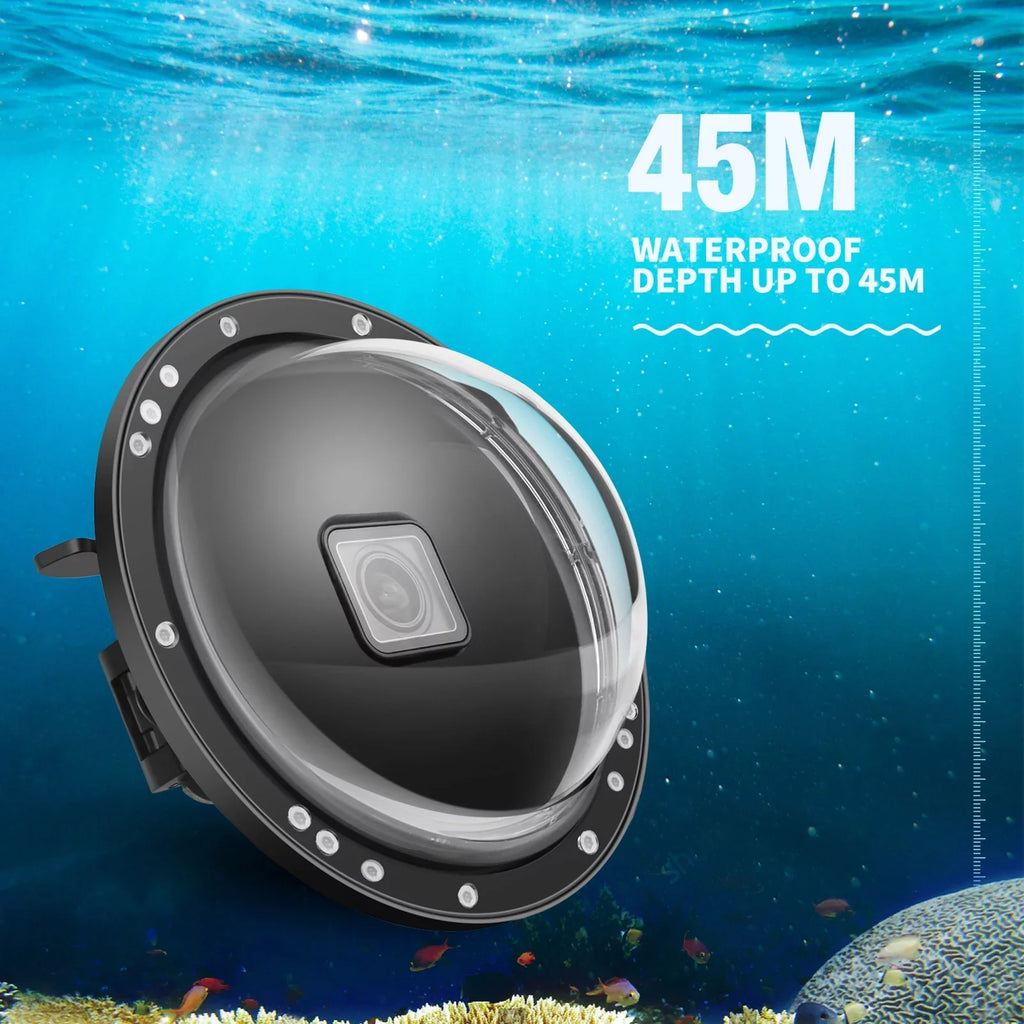 Waterproof Dome Port Case for  9 Black and  10SHOOT XTGP559, Dual Handle, 45m Waterproof, 180° Wide Angle