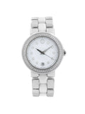 Movado Cerena White Ceramic Steel Diamond Bezel Quartz Ladies Watch 0606625
