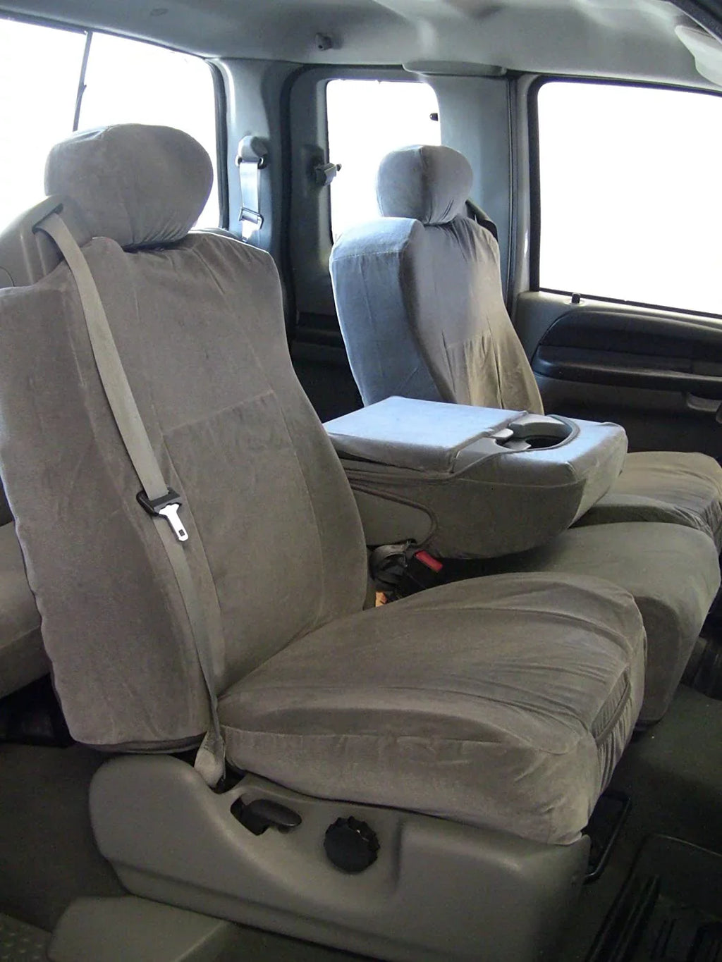 F83 2001-2008  F250-550 40/20/40 Split Seat With Opening Center Console NEW in Gray Velour