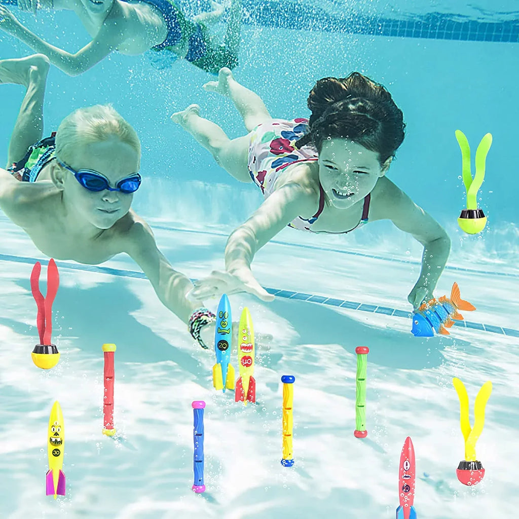 Fun Little Toys 34PCS Swimming Pool for Kids liquid Toys for Backyard, Diving Toys for Kids Pool Toys