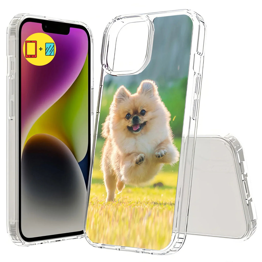 TalkingCase Personalize Custom Phone protector Made for  iPhone 15, w/ Glass Screen Protector, DIY, Friends Forever, Acrylic Back, Raised Edges, Print in USA