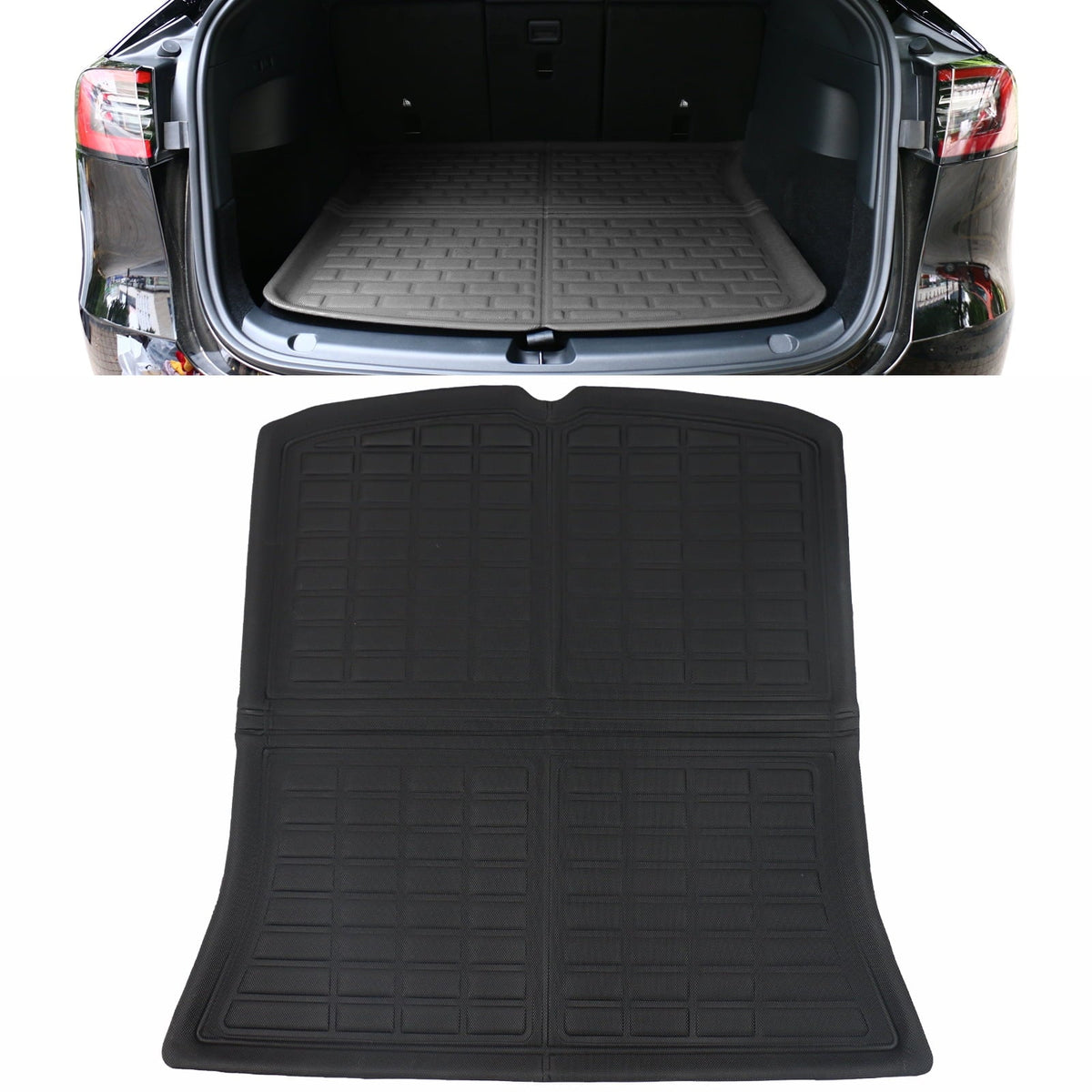 Ikon Motorsports Trunk Mats Cargo Liner suitable with 2020-2023 Tesla Model Y, Black TPE 3D Molded Waterproof Anti-Slip Frunk Trunk Under Cargo Storage Liner Mat Interior Accessories 3PCS
