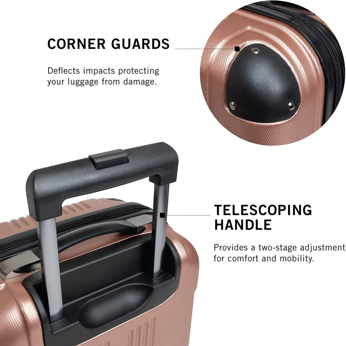 Kenneth Cole REACTION Out Of Bounds Lightweight Durable Hardshell 4-Wheel Spinner Cabin Size Travel Suitcase, Rose Gold, 24-Inch Checked