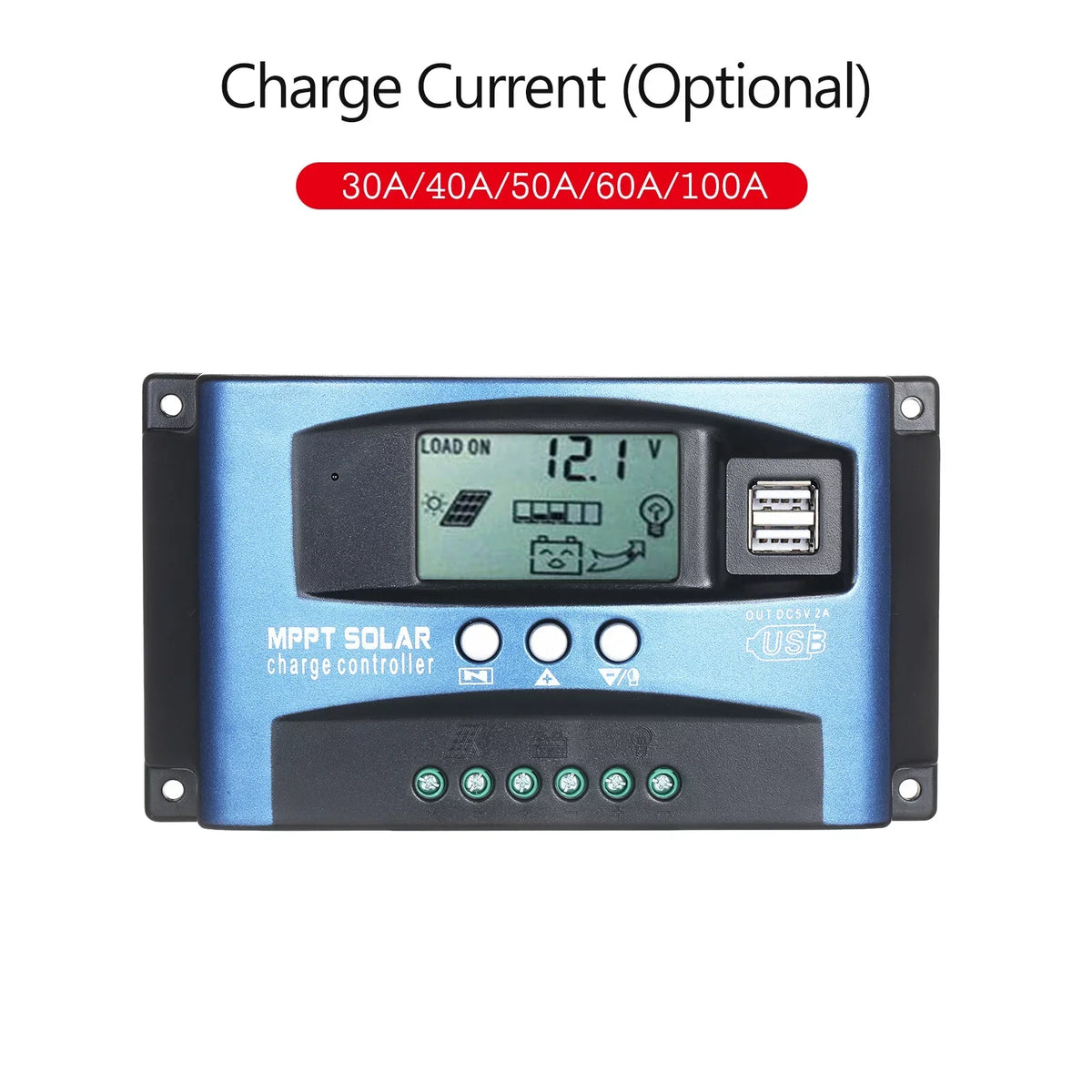 Dazzduo Controller,Dual USB Output LCD Screen  Screen  5V/2A  Solar Identification  5V/2A Dual  Dual USB Solar Dual USB Solar USB Output 12V/24V 5V/2A Dual USB