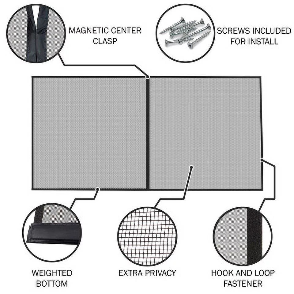 Pure Garden Garage Screen Door - Mesh Mosquito Net to shield 2-Car Garages, Black  7.45 Lbs (1 Pack)