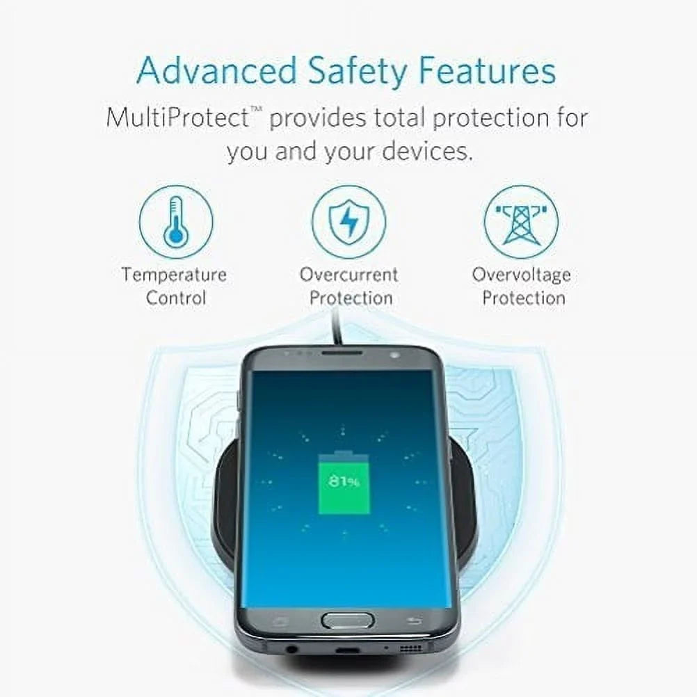 10W Wireless Charger Ultra Slim Fast Charging Pad w 34W 6.8Amp 3-Port Home Wall Travel USB Charger w Fast Port G1P for Nokia Lumia 930 920 1520 1020 -  Phone 2 -  Galaxy S9+ S9