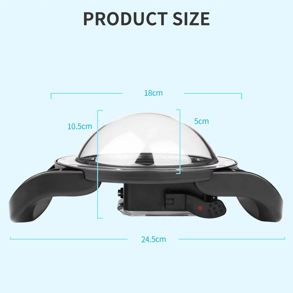 Waterproof Dome Port Case for  9 Black and  10SHOOT XTGP559, Dual Handle, 45m Waterproof, 180° Wide Angle