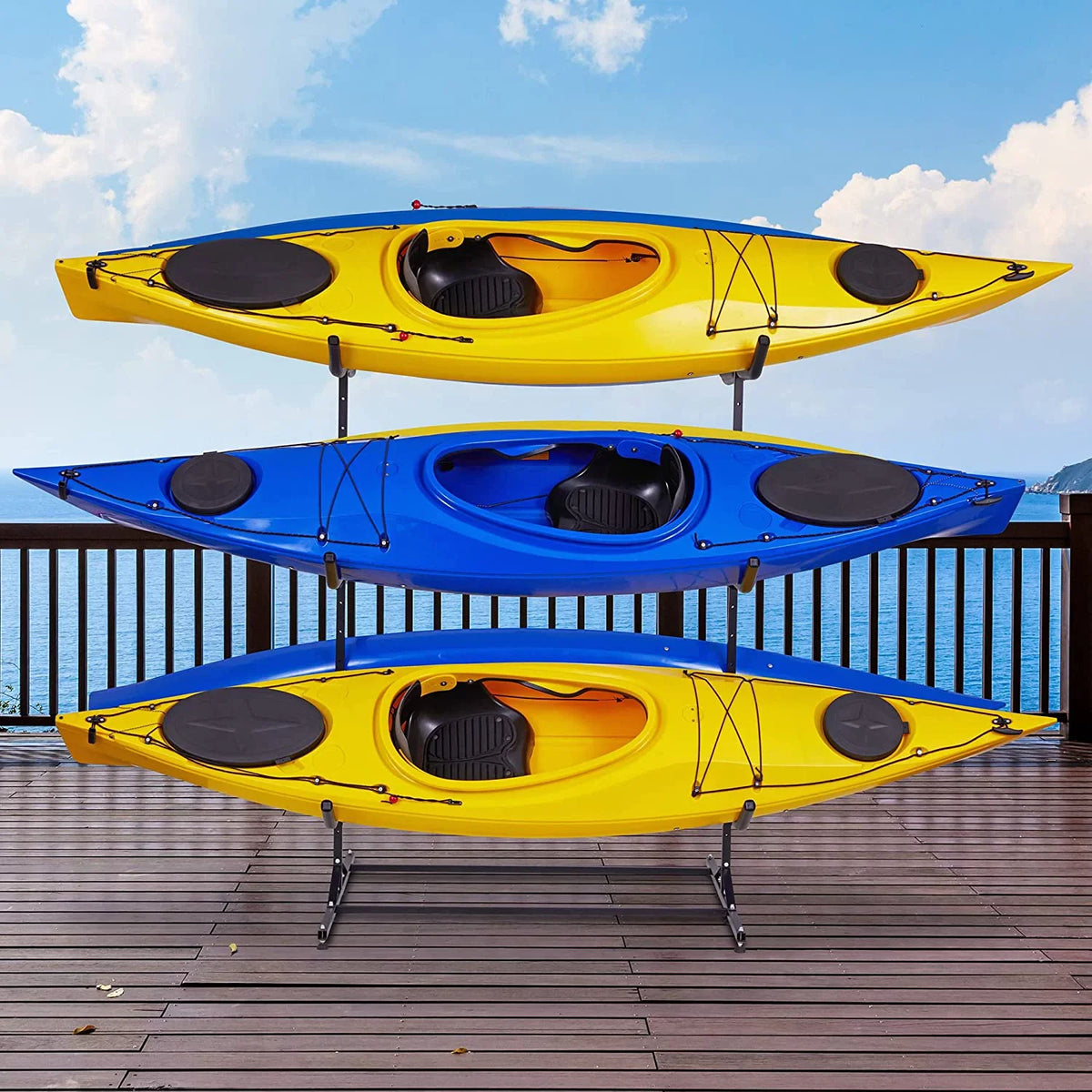 RaxGo Kayak Storage Rack, Indoor & Outdoor Freestanding Storage for 6 Kayak