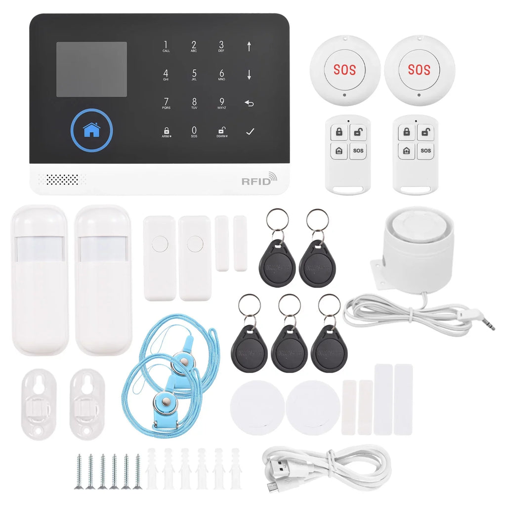 433MHz Wireless WIFI + GSM Auto-dial Alarm System LCD Display Door Sensor PIR Motion Sensor Phone APP Remote Control matching with Home Voice Control Smart Home Burglar Alarm System