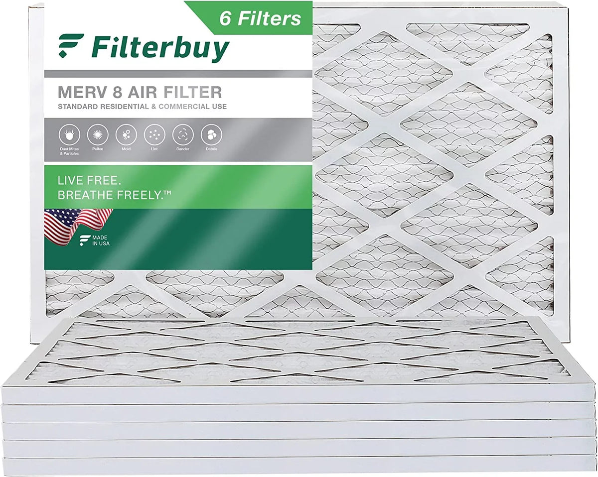 Filterbuy 12x27x1 MERV 8 Pleated HVAC AC Furnace Air Filters (6-Pack)
