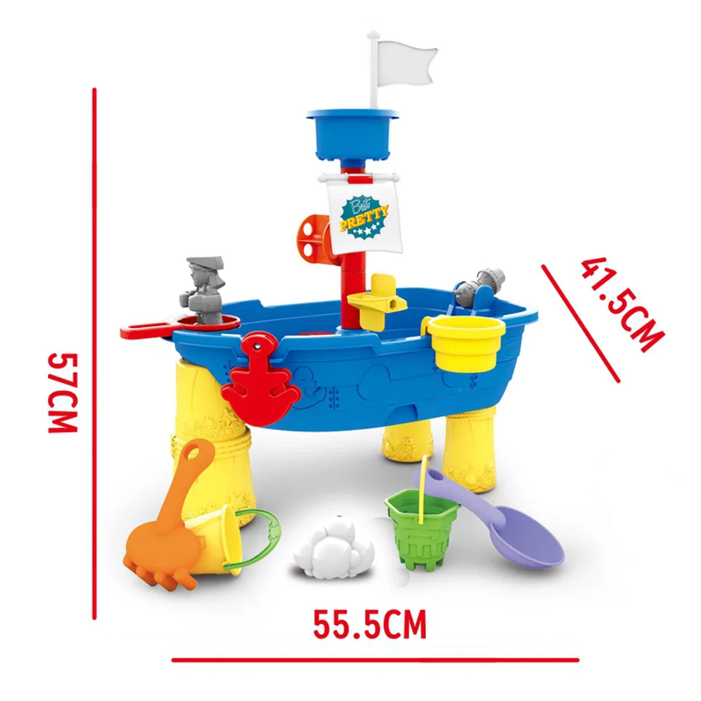 Beach Toy Pirate Ship Sandboxes 21 Pcs Sand moisture Table for Boys Girls Toddlers + 3 Y Mundo Toys