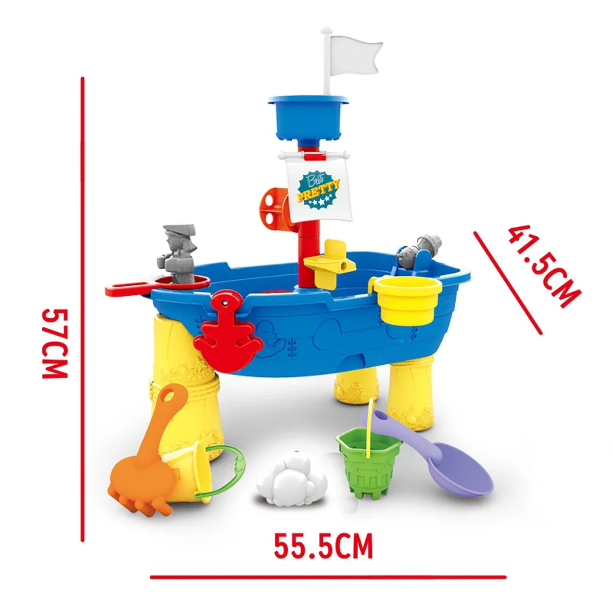 Beach Toy Pirate Ship Sandboxes 21 Pcs Sand moisture Table for Boys Girls Toddlers + 3 Y Mundo Toys