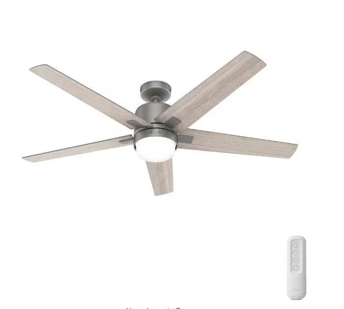 Indoor Matte Silver Smart Ceiling Fan with Remote and Light Kit. Codec 60 in