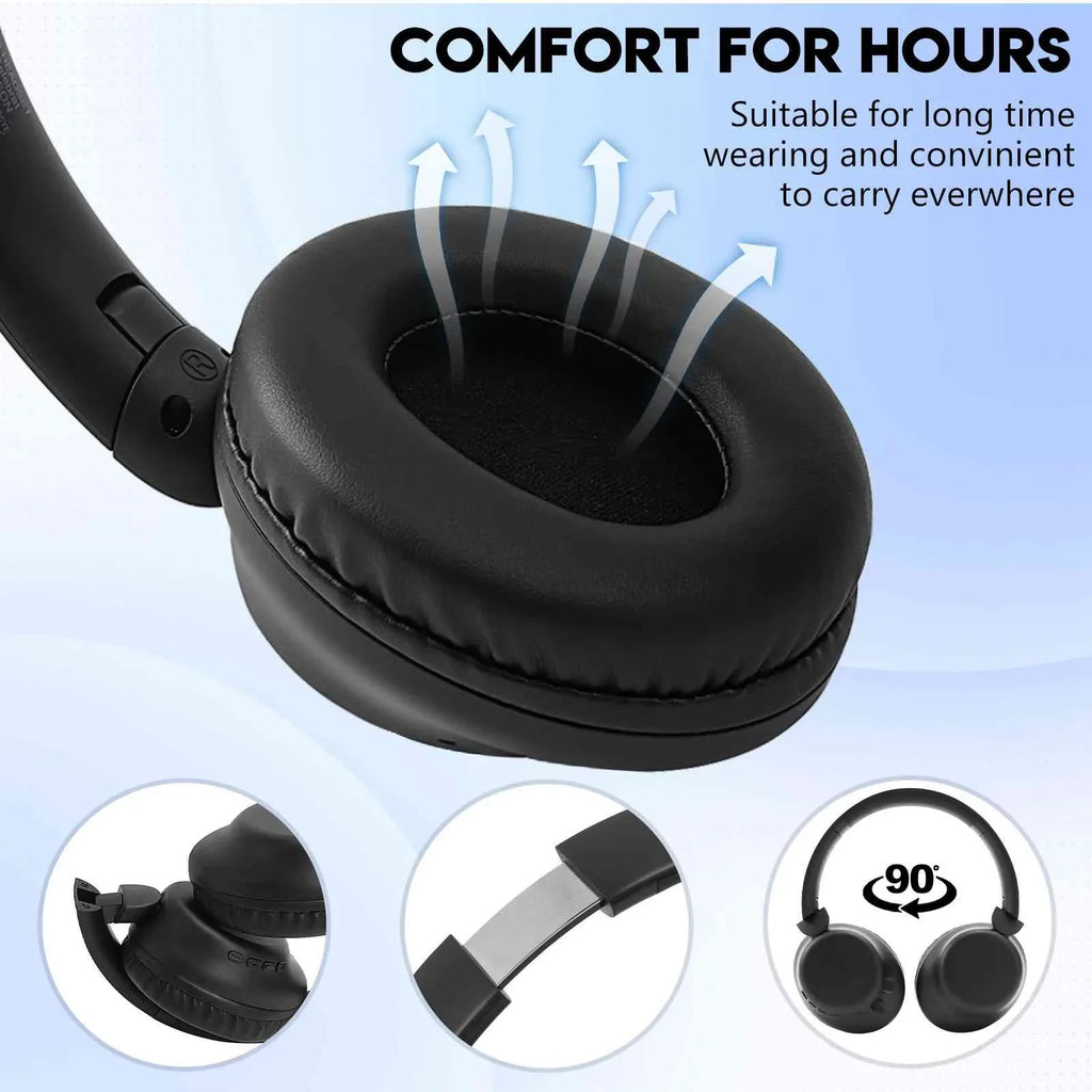 UrbanX UX991 Wireless Bluetooth Stereo Earphones High Resolution Audio Deep Bass Superior Comfort Over The Ear Headphones with Mic for HTC Desire 20+ phone Call Support