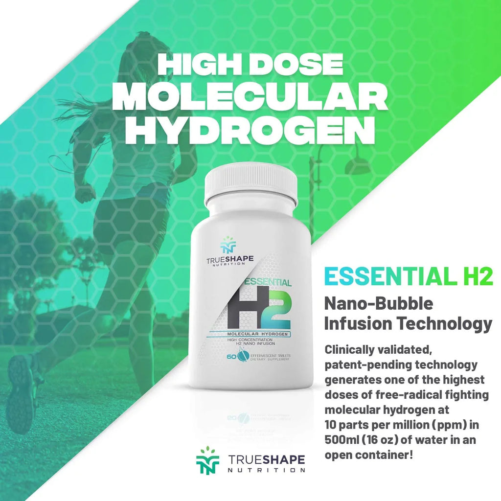 TrueShape Nutrition Essential H2 Fizzy Molecular Hydrogen Tablets for aqua Nutritional Supplement (60 Servings)