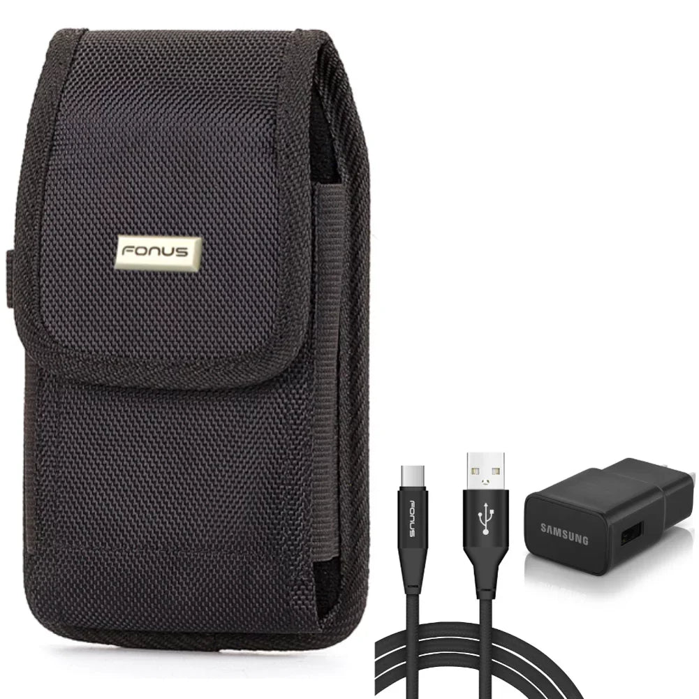 Holster Rugged Case Belt Clip w 6ft USB Cable Type-C Fast Home Charger for  Redmi Note 7 10 Pro, Mi 9T - ZTE Blade Z Max X1 5G 10, Axon 10 Pro, 11 Prime 2S