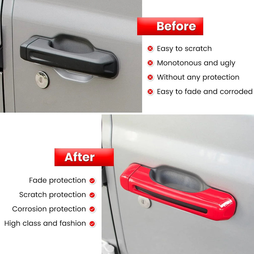 E-cowlboy Door Handle Inserts shield Trim+Tailgate Handle wrap for 2018-2022 Jeep Wrangler JL JLU Sports Sahara Freedom Rubicon Unlimited Gladiator JT 2-Door & 4-Door Exterior Accessories (Red 5PCS)
