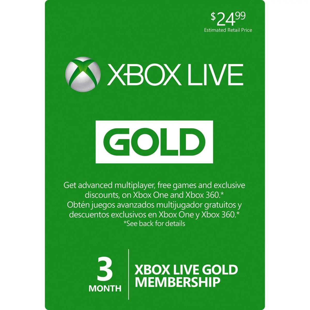 3 Month  Xbox One & Xbox 360 LIVE Gold Membership Card Subscription
