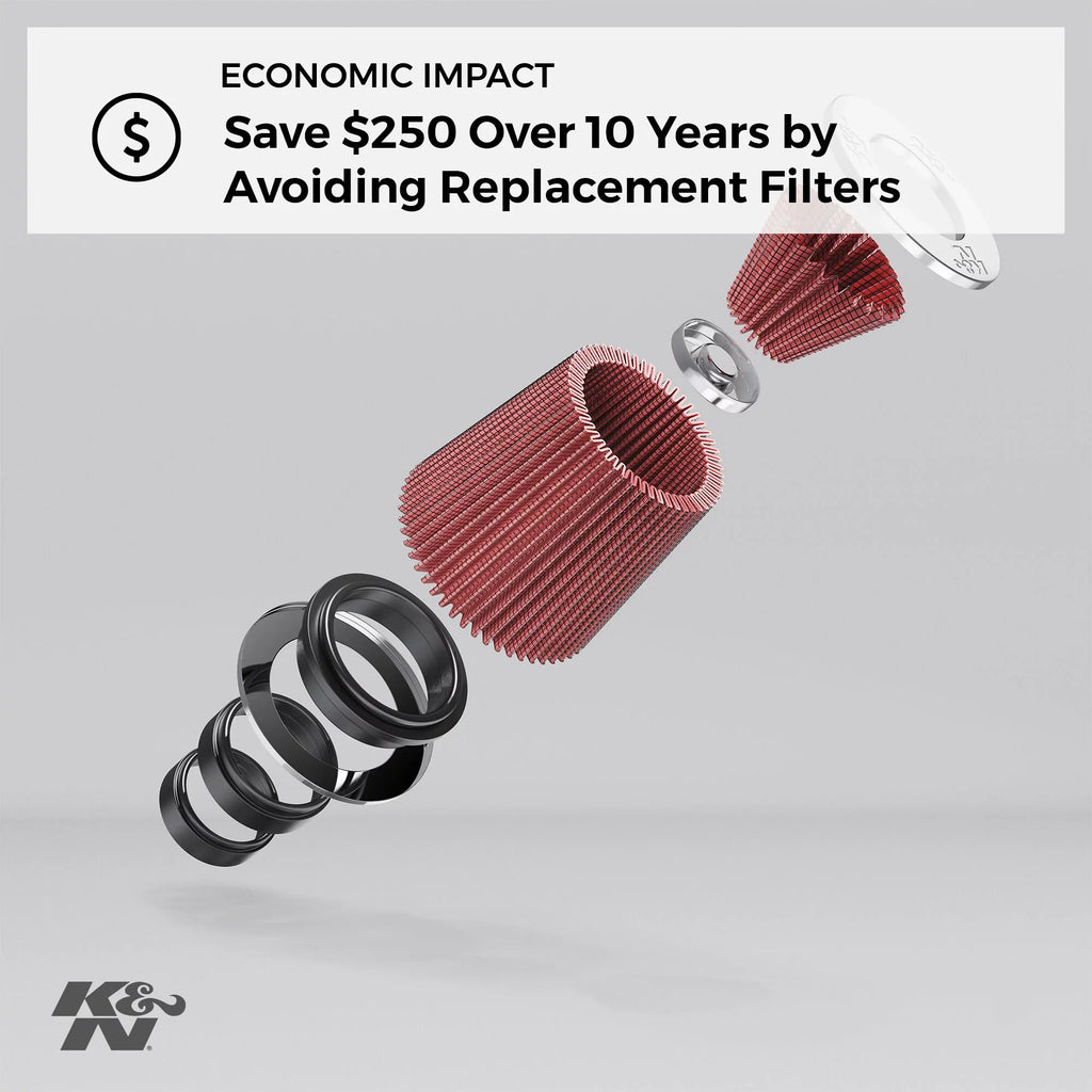 K&N Universal Clamp-On Air Filter: High Performance, Premium, Washable, Replacement Filter: Flange Diameter: 6 In, Filter Height: 6 In, Flange Length: 0.625 In, Shape: Round Tapered, RU-5173
