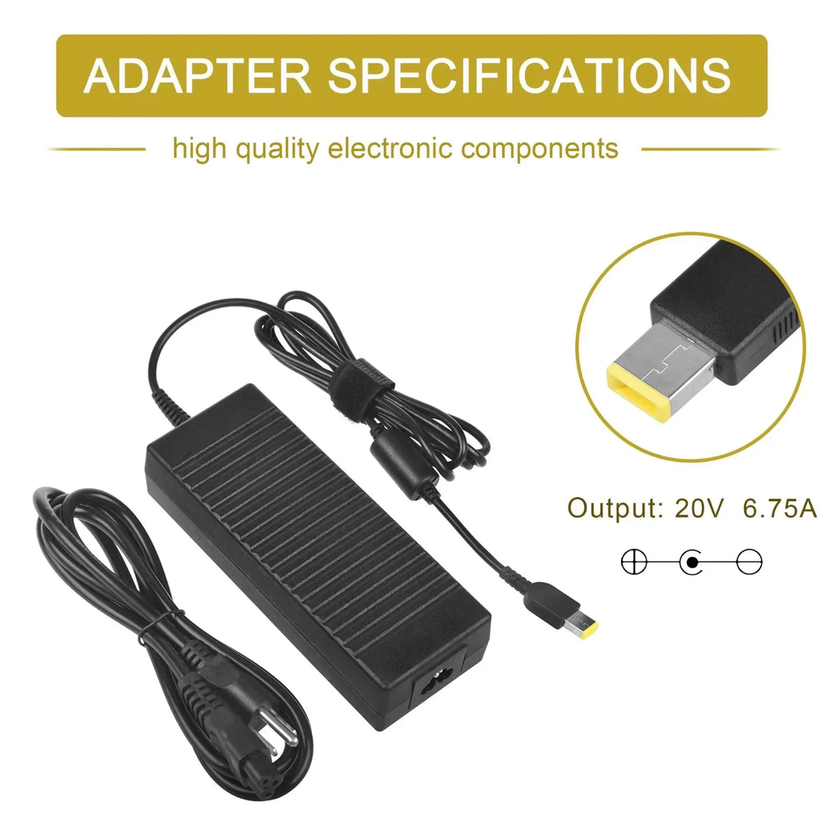 CJP-Geek 135W AC Adapter Charger for  Y40-70 Y40-80 Y50-70 Power Cord 20V 6.75A